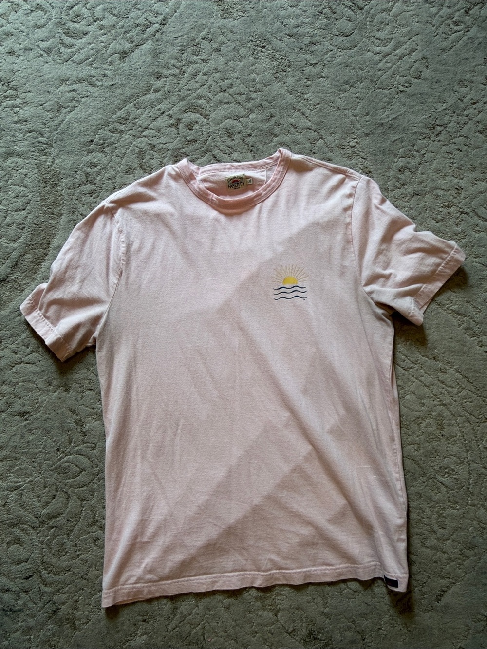 Faherty Light Pink Graphic Tee with Sun & Waves